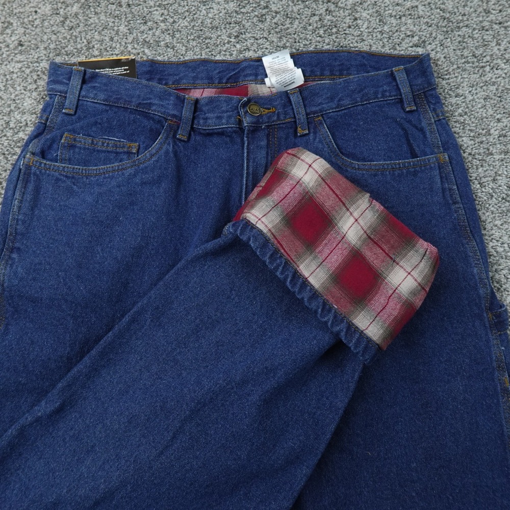 NEW Berne Jeans Mens 36X36 Blue Denim Pants Flannel Lined Carpenter Cargo Work